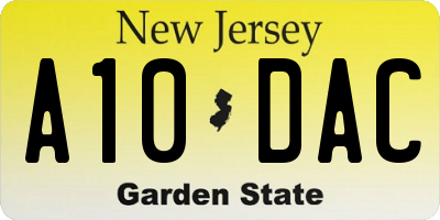 NJ license plate A10DAC