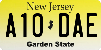 NJ license plate A10DAE