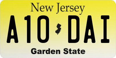 NJ license plate A10DAI