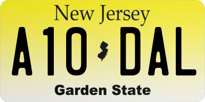 NJ license plate A10DAL