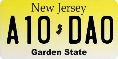 NJ license plate A10DAO