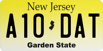 NJ license plate A10DAT