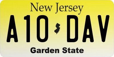 NJ license plate A10DAV