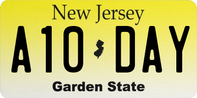 NJ license plate A10DAY