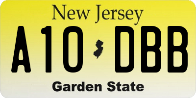 NJ license plate A10DBB