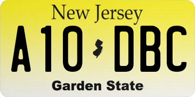 NJ license plate A10DBC