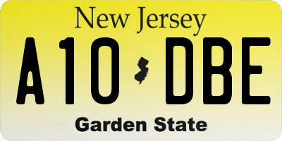 NJ license plate A10DBE