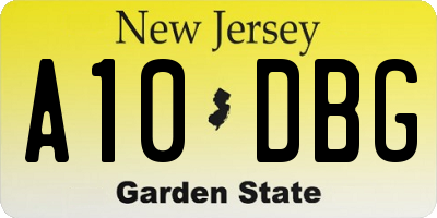 NJ license plate A10DBG