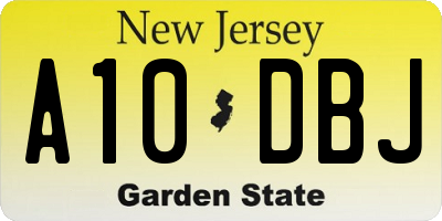 NJ license plate A10DBJ