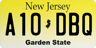 NJ license plate A10DBQ