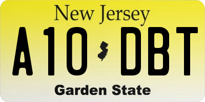 NJ license plate A10DBT