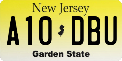 NJ license plate A10DBU