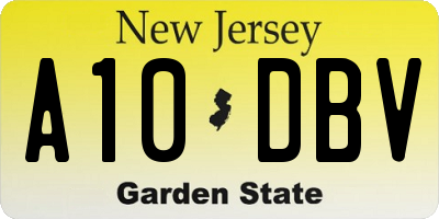 NJ license plate A10DBV