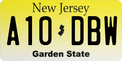 NJ license plate A10DBW