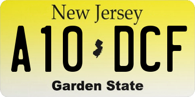 NJ license plate A10DCF