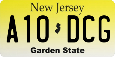 NJ license plate A10DCG