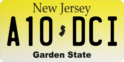 NJ license plate A10DCI