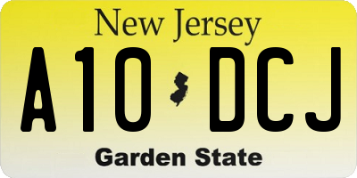 NJ license plate A10DCJ