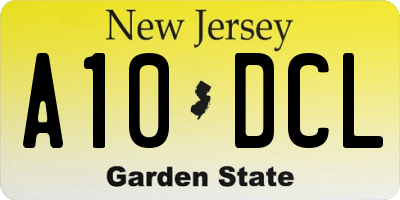 NJ license plate A10DCL