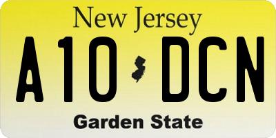 NJ license plate A10DCN