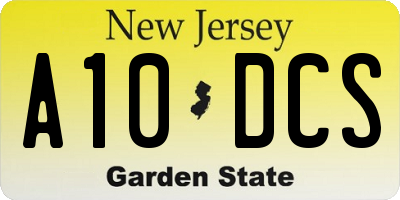 NJ license plate A10DCS