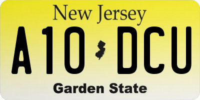 NJ license plate A10DCU