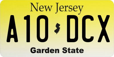 NJ license plate A10DCX