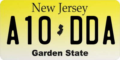 NJ license plate A10DDA