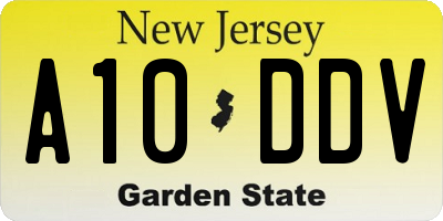 NJ license plate A10DDV