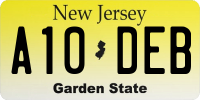 NJ license plate A10DEB