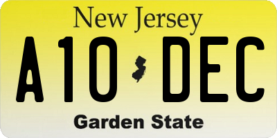 NJ license plate A10DEC