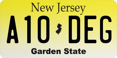 NJ license plate A10DEG