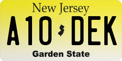 NJ license plate A10DEK