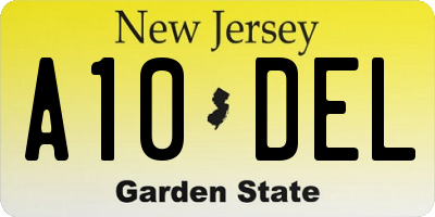 NJ license plate A10DEL