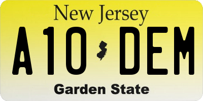 NJ license plate A10DEM