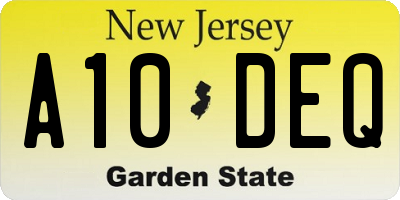 NJ license plate A10DEQ