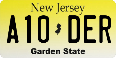 NJ license plate A10DER