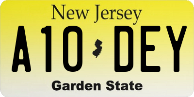 NJ license plate A10DEY