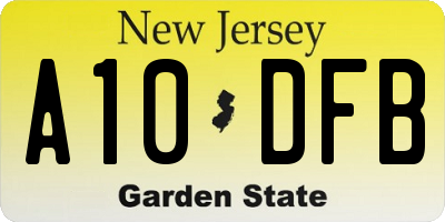 NJ license plate A10DFB