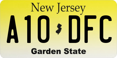 NJ license plate A10DFC