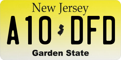 NJ license plate A10DFD