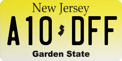 NJ license plate A10DFF