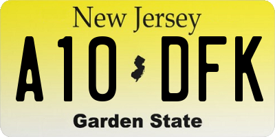 NJ license plate A10DFK