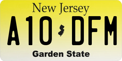 NJ license plate A10DFM