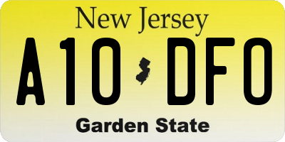 NJ license plate A10DFO