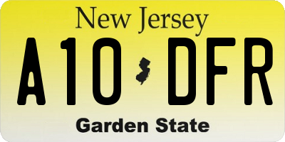 NJ license plate A10DFR