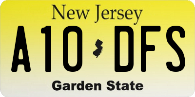 NJ license plate A10DFS