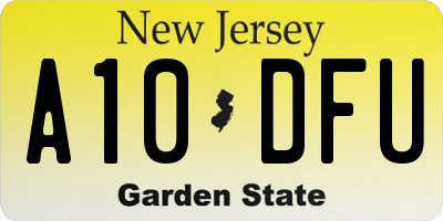 NJ license plate A10DFU