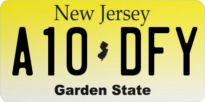 NJ license plate A10DFY