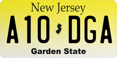 NJ license plate A10DGA